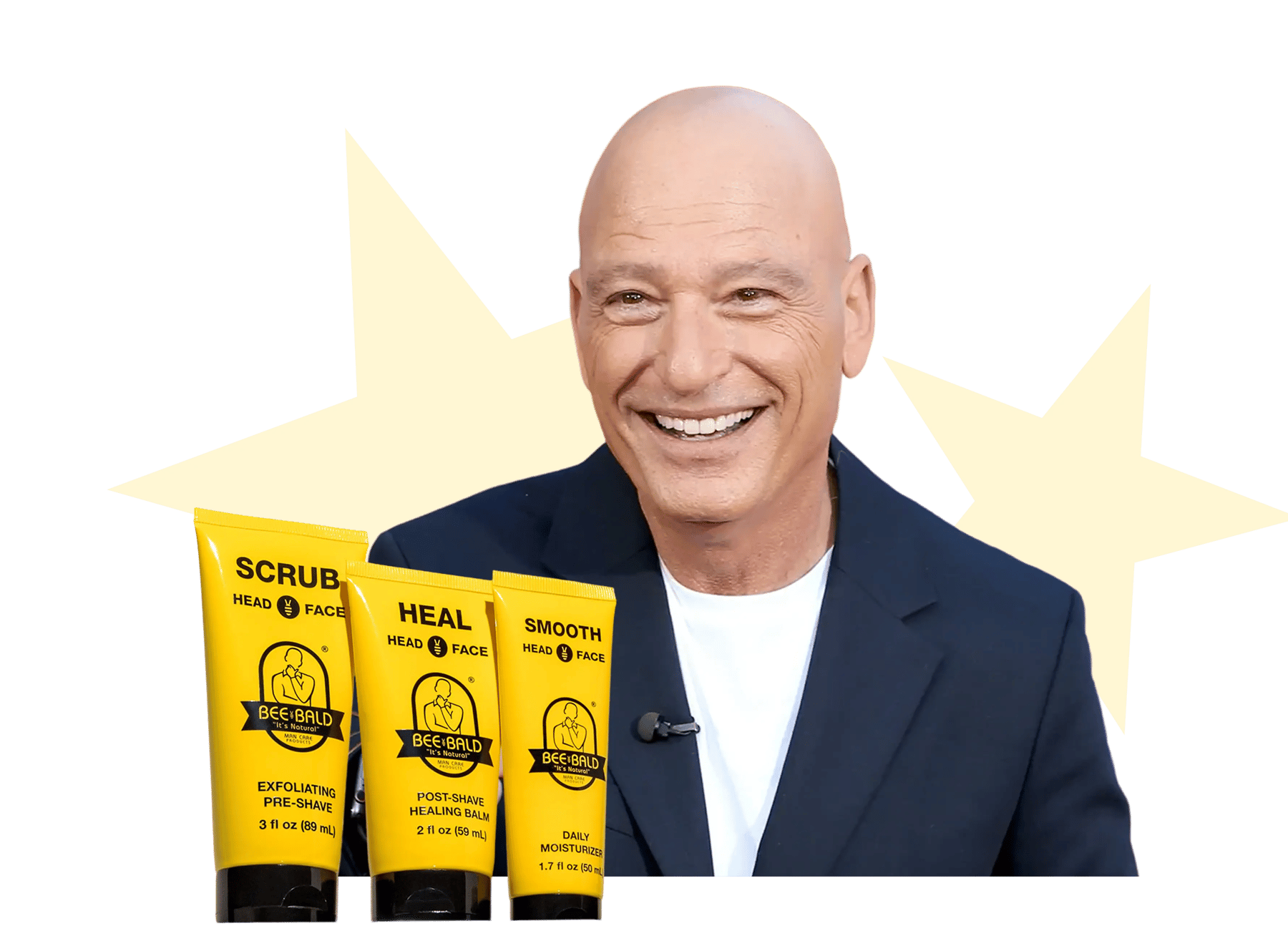 Howie Mandel with Bee Bald products